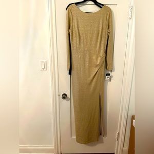 Gold metallic evening dress -Lauren by Ralph Lauren